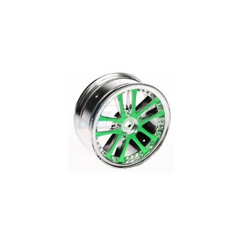 3Racing Miscellaneous All 1/10 5 Dual Spoke Rim On Road (0 Offset - 24mm) 4pcs- Green