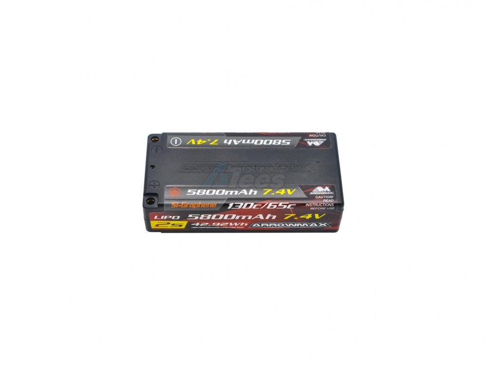 Arrowmax Miscellaneous All AM Lipo 5800mAh 2S Shorty - 7.4V 65C Continuous 130C Burst (Si-Graphene)