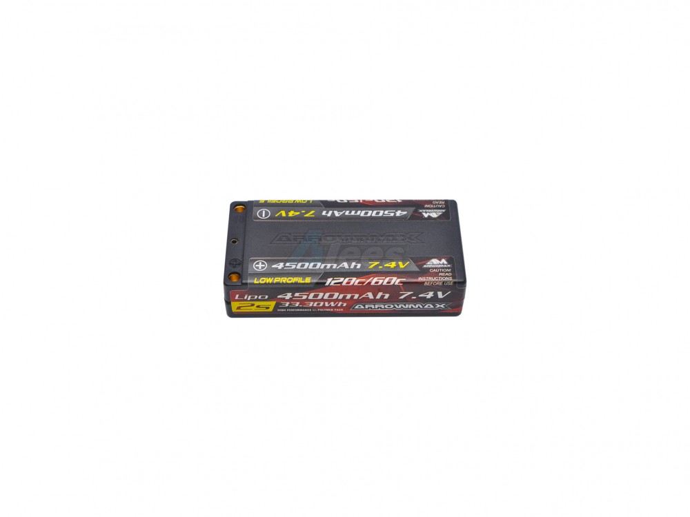 Arrowmax Miscellaneous All AM Lipo 4500mAh 2S Shorty Low Profile - 7.4V 60C Continuous 120C Burst