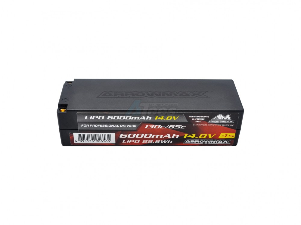 Arrowmax Miscellaneous All AM Lipo 6000mAh 4S - 14.8V 65C Continuous 130C 5mm Bullets