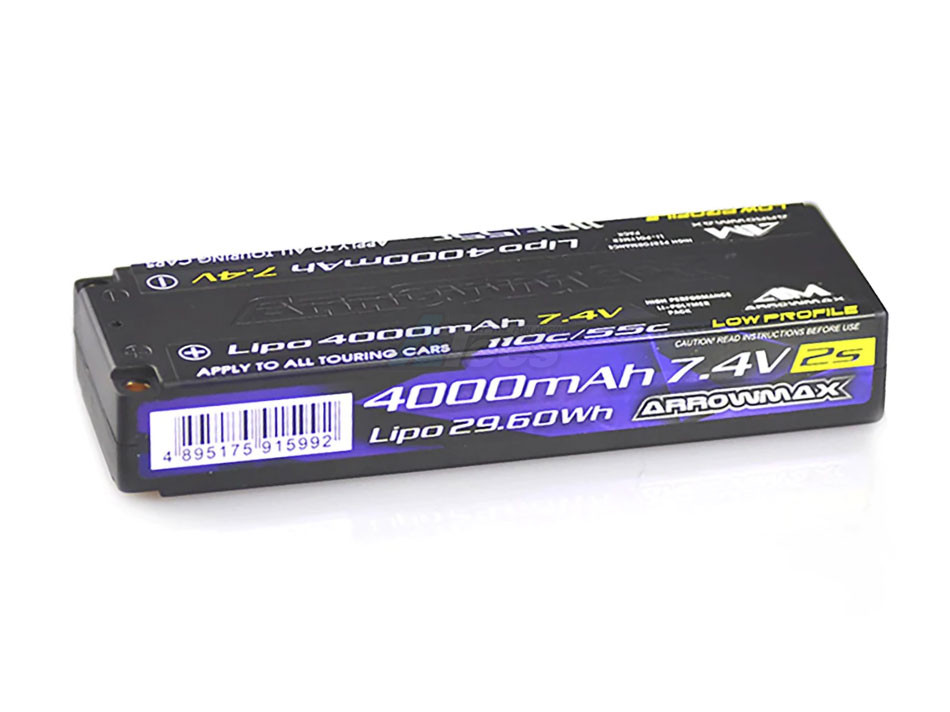 Arrowmax Miscellaneous All AM Lipo 4000mAh 2S TC Low Profile - 7.4V 55C Continuous 110C Burst