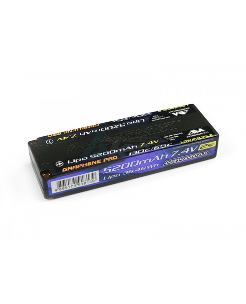Arrowmax Miscellaneous All Am Lipo 5200Mah 2S Tc Low Profile - 7.4V 65C Continuos 130C Burst (Grrphene Pro)