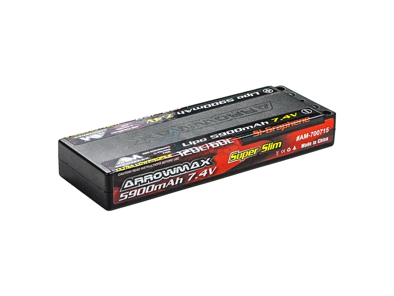 Arrowmax Miscellaneous All AM Lipo 5900mAh 2S TC Ultra Low Profile - 7.4V 60C Continuous 120C Burst 5mm (Si-Graphene)