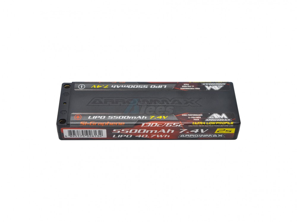 Arrowmax Miscellaneous All AM Lipo 5500mAh 2S TC Ultra Low Profile - 7.4V 65C Continuous 130C Burst 5mm (Si-Graphene)