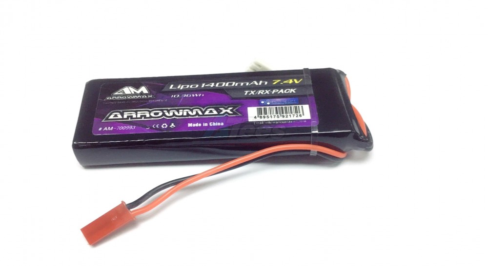 Arrowmax Miscellaneous All AM Lipo 1400mAh 7.4V Receiver Pack GP (JST Plug)