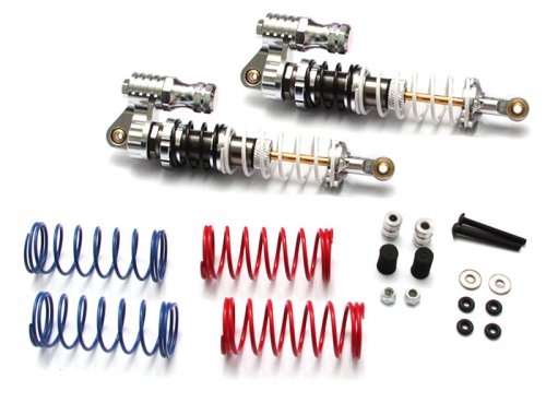 Boom Racing Miscellaneous All Boomerang™ Type PB Race Ready Aluminum Double Suspension Adjustable Piggyback Shocks 100MM Silver