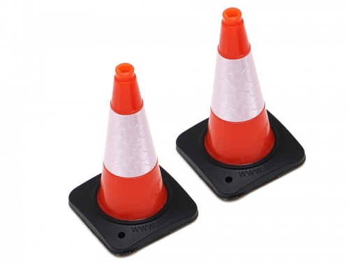 Boom Racing Miscellaneous All 1/10 Rubber Traffic Cone with Reflective Decal (2) Orange