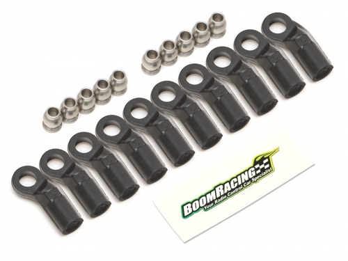 Boom Racing Miscellaneous All KUDU™ Heavy Duty Rust-Resistant M3 Nylon Rod Ends 19.5mm (Sideways) w/ SST Pivot Ball (5.8x3x7.4mm) (10) Black