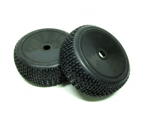 Boom Racing Miscellaneous All 1/8 Buggy Dish Wheel & Tire Set Off Road (2) With Molded Inserts Black