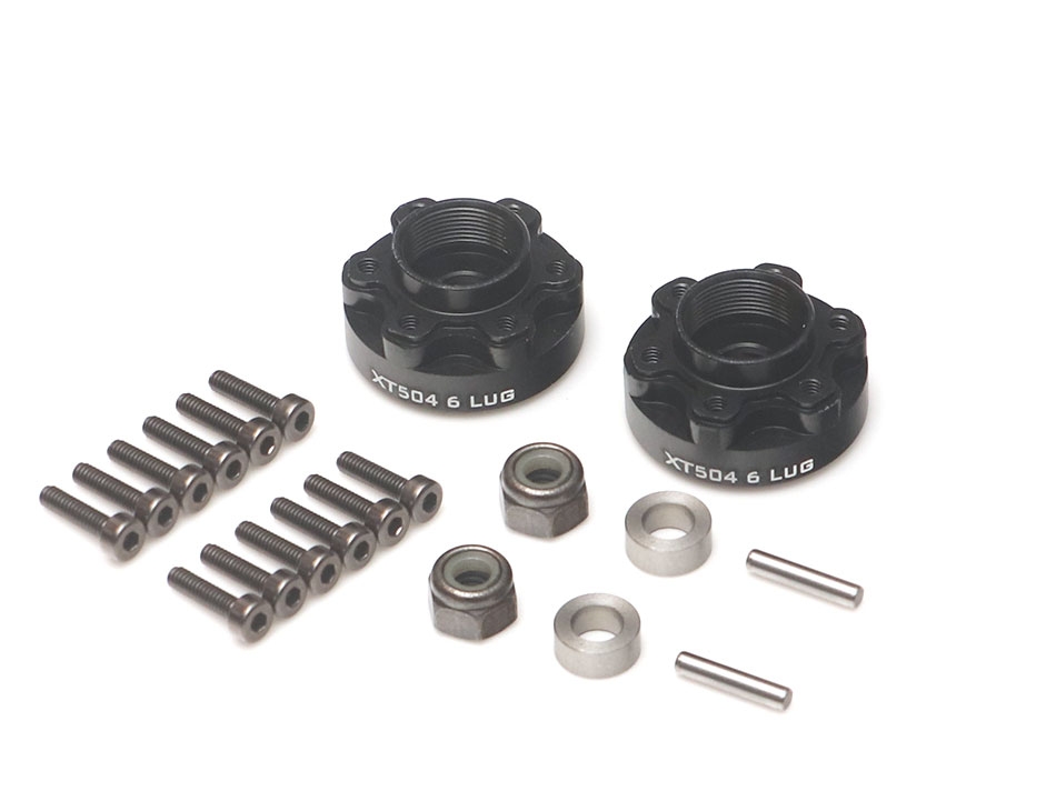 Boom Racing Miscellaneous All ProBuild™ XT504 6-Lug Aluminum 12mm Wheel Hub Adapters 4MM Offset (2) Black