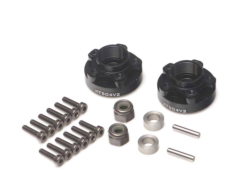 Boom Racing Miscellaneous All ProBuild™ XT504 V2 5-Lug Aluminum 12mm Wheel Hub Adapters 4MM Offset Version 2 (2) Black