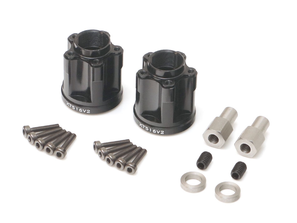 Boom Racing Miscellaneous All ProBuild™ XT516 V2 5-Lug Aluminum 12mm Wheel Hub Adapters 16mm Offset (2) Black