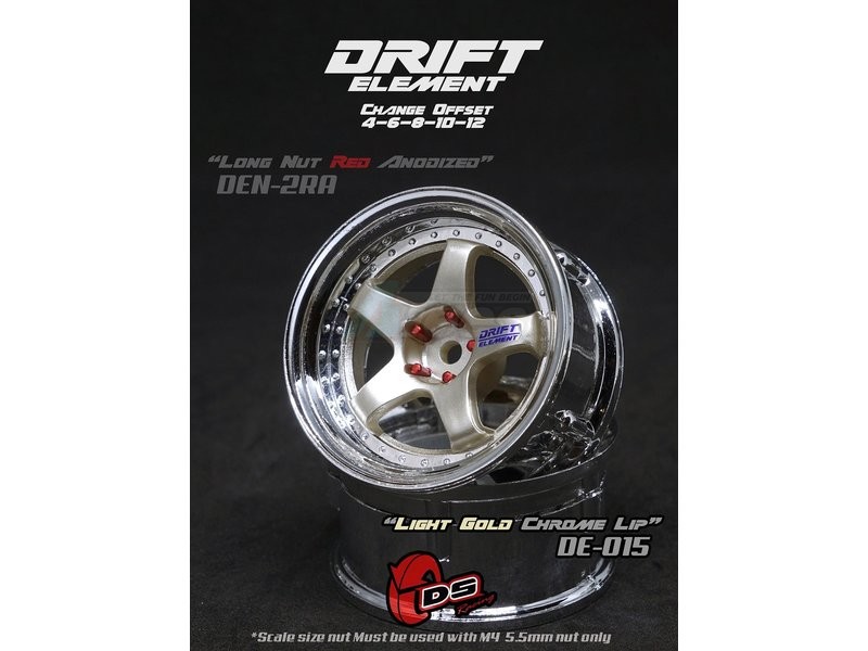 DS Racing Miscellaneous All Drift Element Wheel - Adj. Offset (2) / Light Gold Chrome Lip