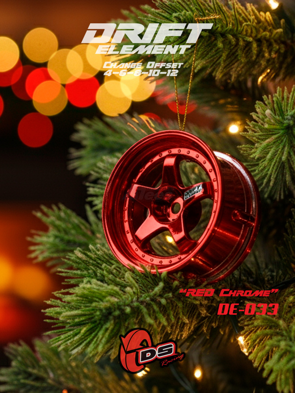 DS Racing Miscellaneous All Drift Element Wheel - 5 Spokes (Red Chrome)