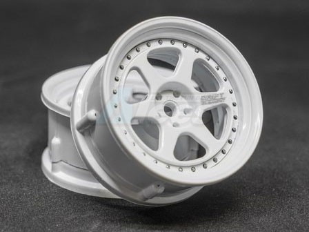 DS Racing Miscellaneous All Drift Element Wheel II - Adj. Offset (2) / Triple White w/ Silver Rivets