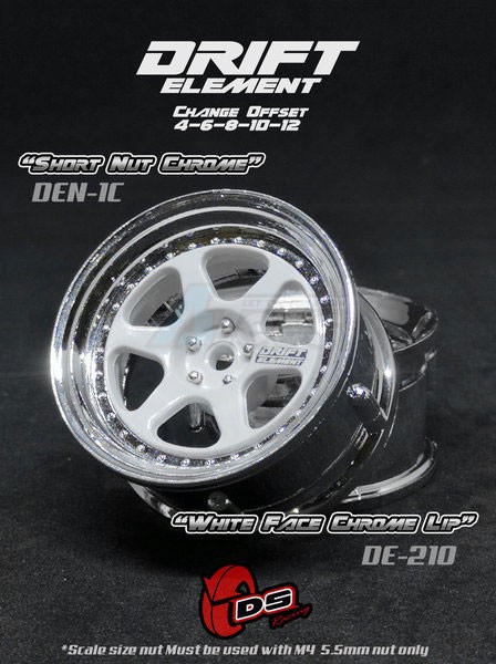 DS Racing Miscellaneous All Drift Element Wheel II - Adj. Offset (2) / White Face Chrome Lip
