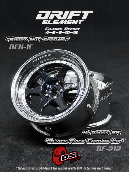 DS Racing Miscellaneous All Drift Element Wheel II - Adj. Offset (2) / Hi Gross 2K Black Face Chrome Lip