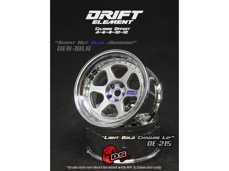 DS Racing Miscellaneous All Drift Element Wheel II - Adj. Offset (2) / Light Gold Chrome Lip