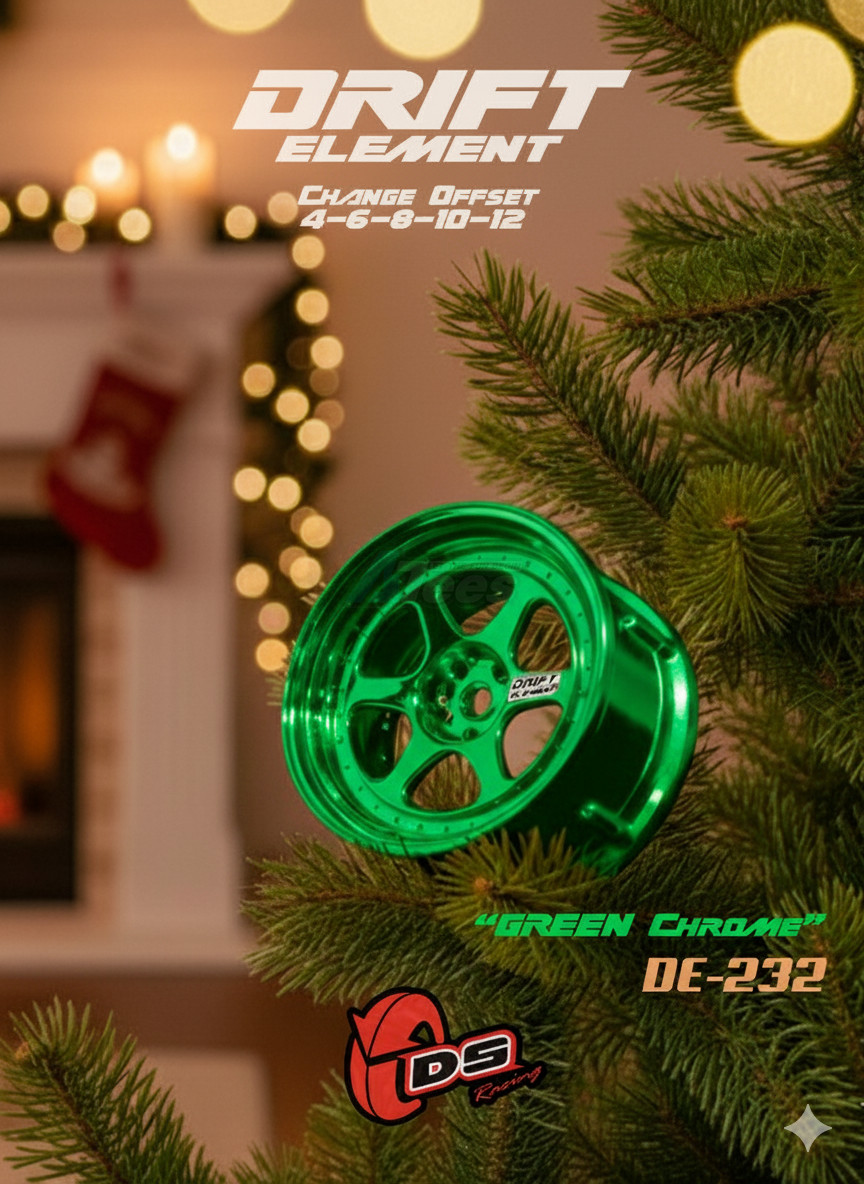 DS Racing Miscellaneous All Drift Element Wheel - 5 Spokes (Green Chrome)
