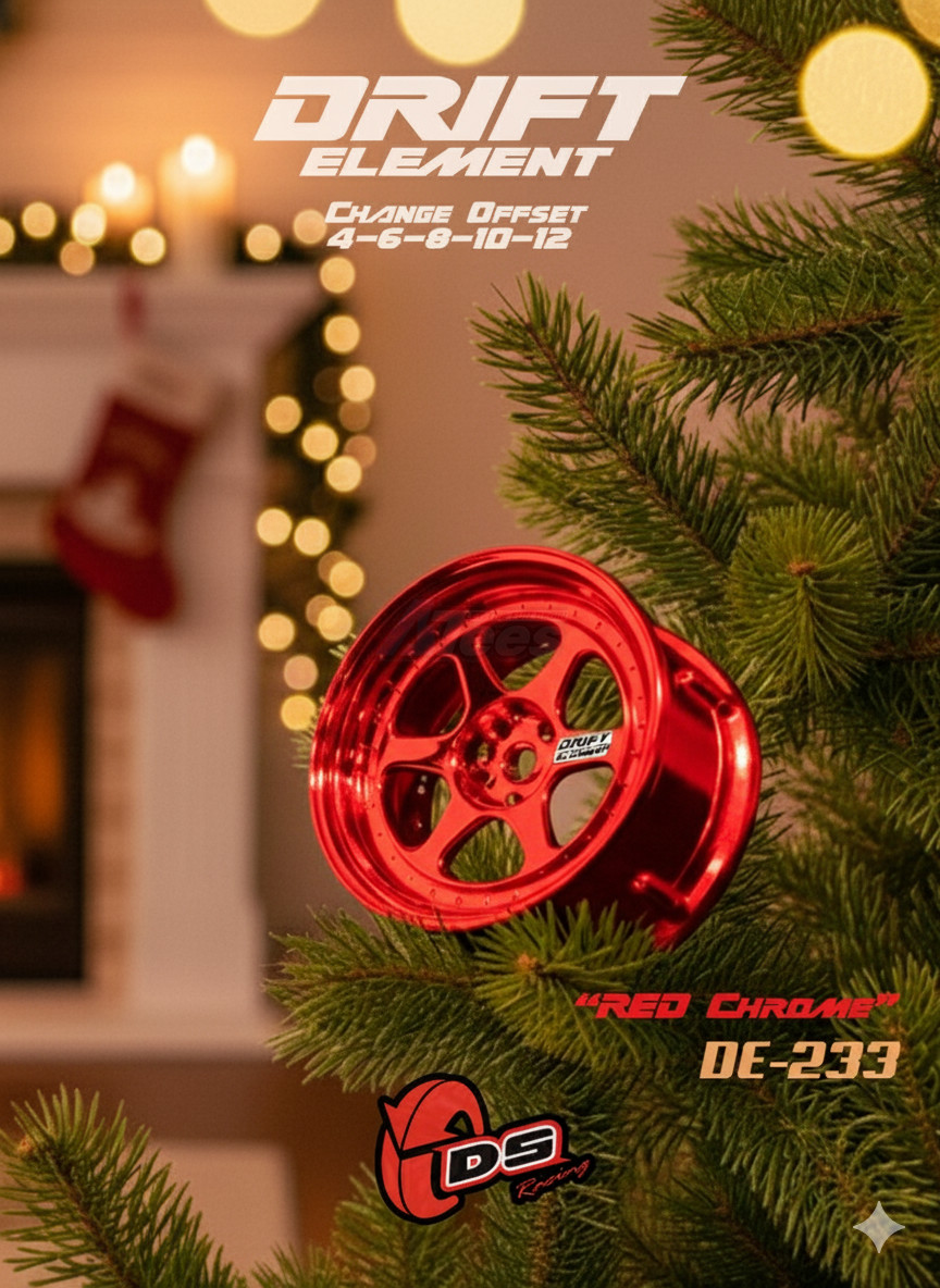 DS Racing Miscellaneous All Drift Element Wheel - 5 Spokes (Red Chrome)