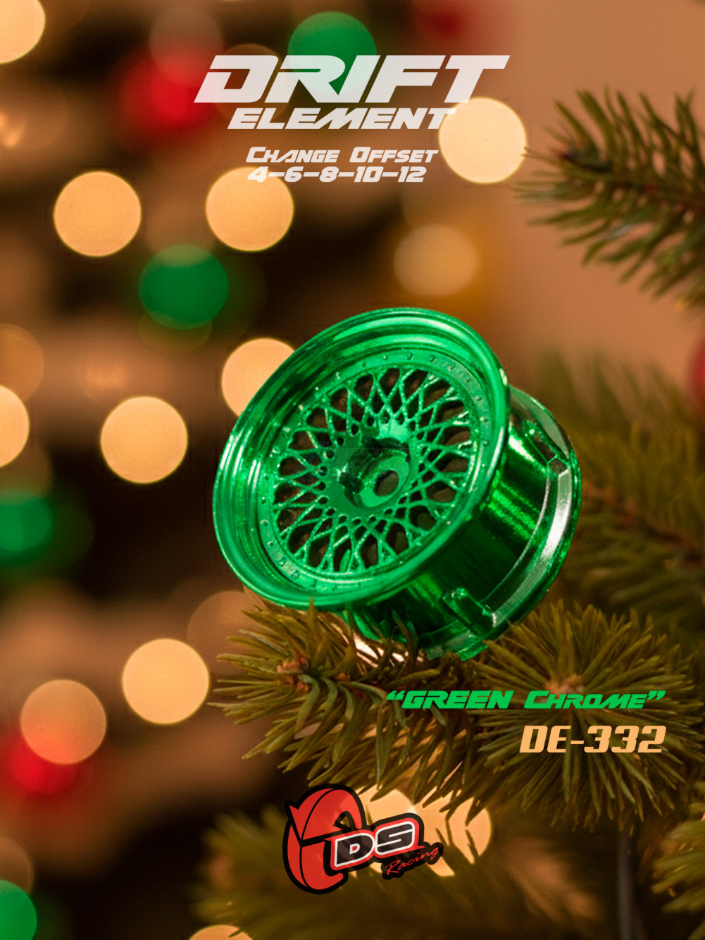 DS Racing Miscellaneous All Drift Element Wheel - Mesh (Green Chrome)