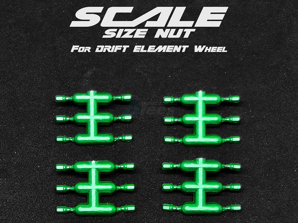 DS Racing Miscellaneous All Short Nut For Drift Element Wheel Green Anodized