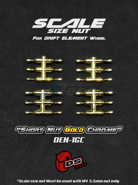DS Racing Miscellaneous All Short Nuts For Drift Element Wheel Gold Chrome