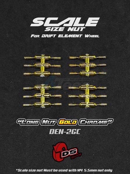 DS Racing Miscellaneous All Long Nuts For Drift Element Wheel Gold Chrome