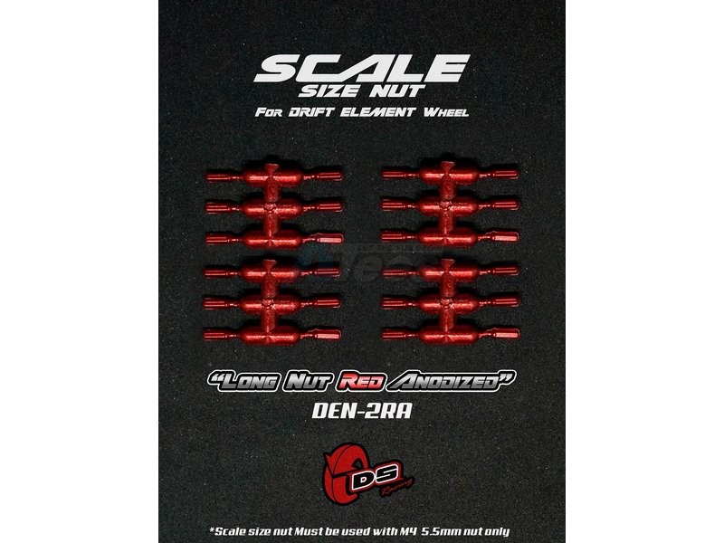DS Racing Miscellaneous All Long Nut For Drift Element Wheel Red Anodized
