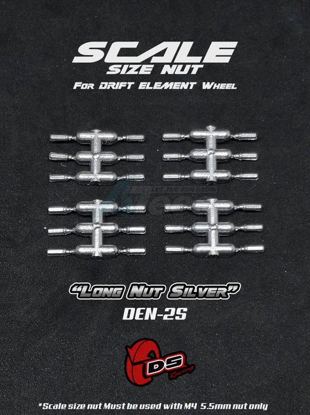 DS Racing Miscellaneous All Long Nuts For Drift Element Wheel Silver