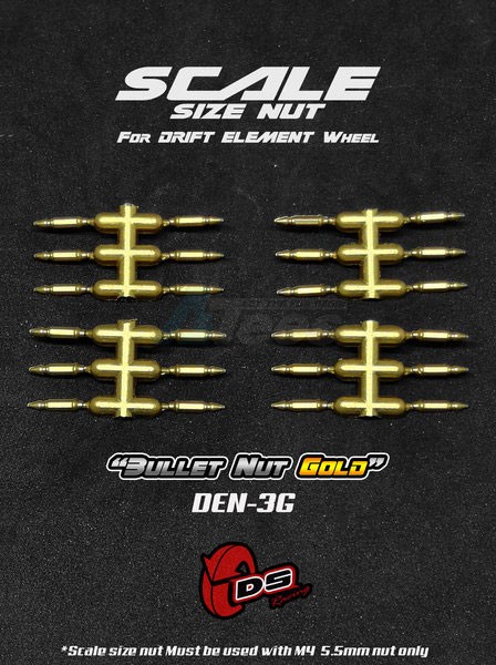 DS Racing Miscellaneous All Bullet Nuts For Drift Element Wheel Gold