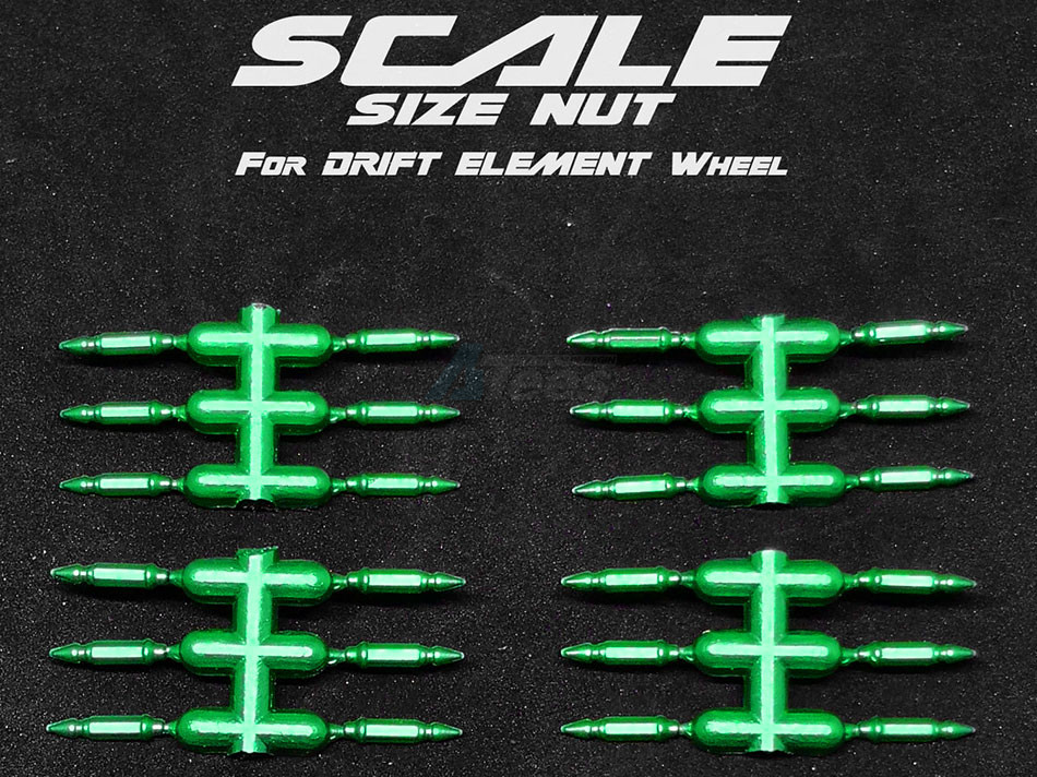 DS Racing Miscellaneous All Bullet Nut For Drift Element Wheel Green Anodized