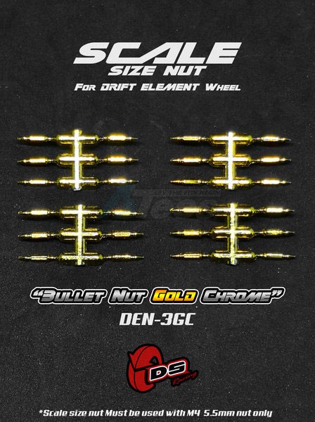 DS Racing Miscellaneous All Bullet Nuts For Drift Element Wheel Gold Chrome