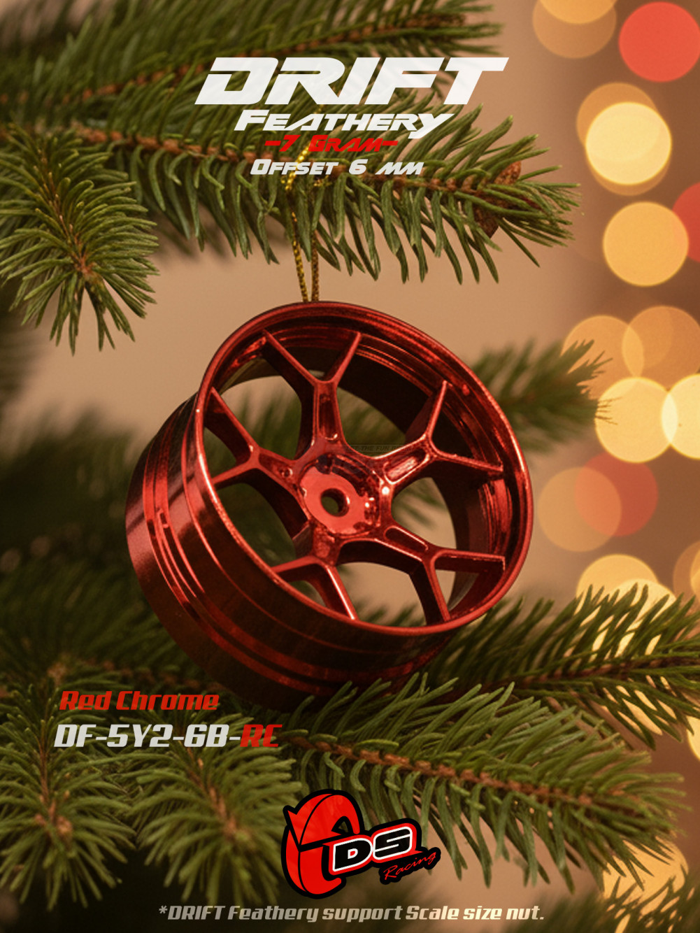DS Racing Miscellaneous All Drift Feathery - 5Y Spokes (Red Chrome) Offset 6mm