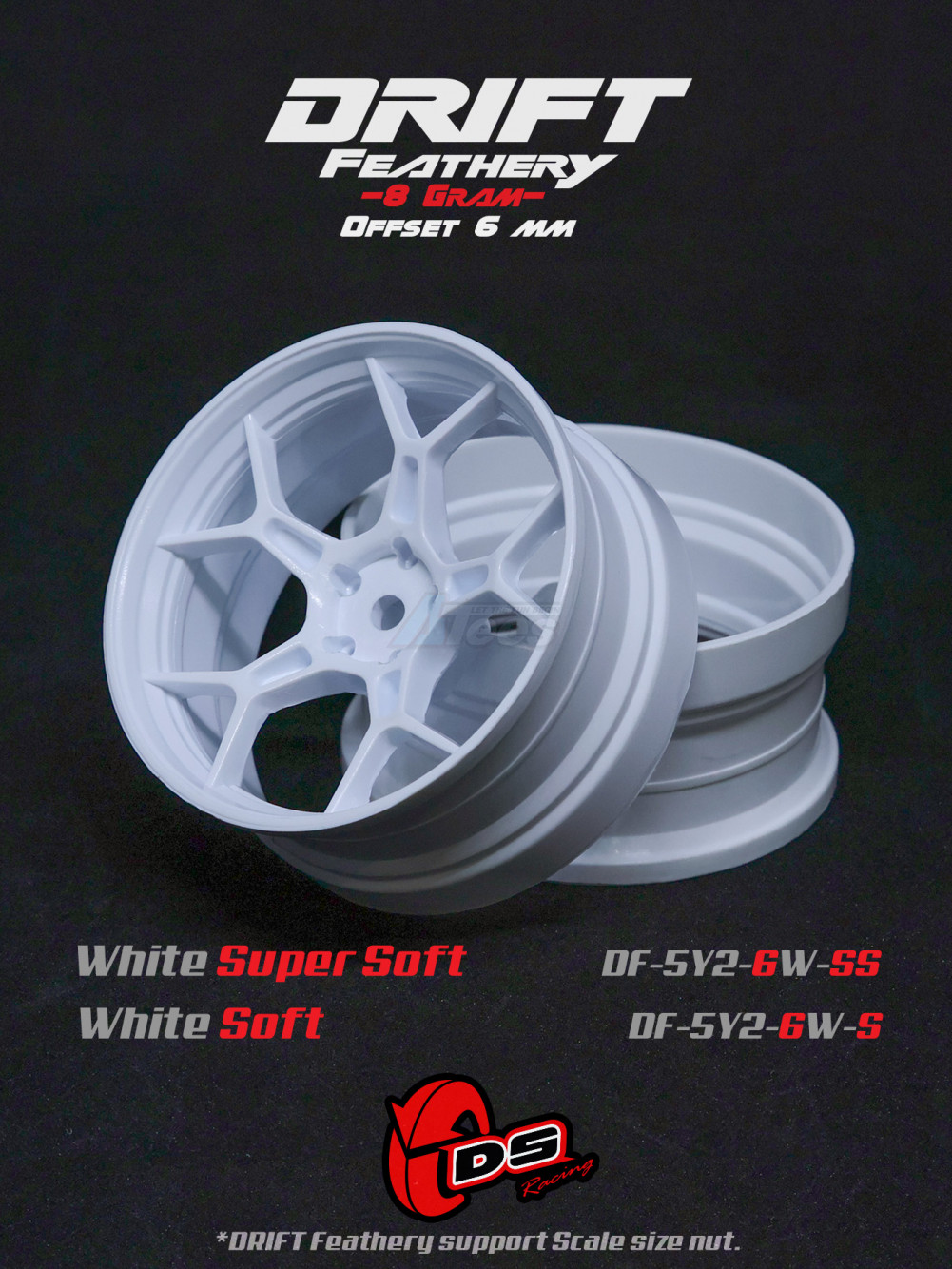 DS Racing Miscellaneous All 5Y Spokes Soft Rim White Super Soft / Offset 6mm