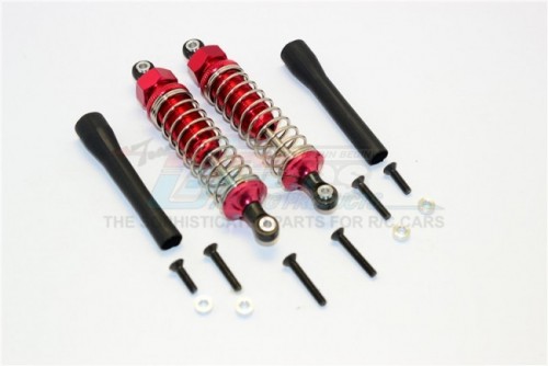 GPM Racing Miscellaneous All Plastic Ball Top Damper (85mm) With 1.2mm Coil Spring & Dust-proof Black Plastic Cover & Washers & Screws - 1pr Set Red