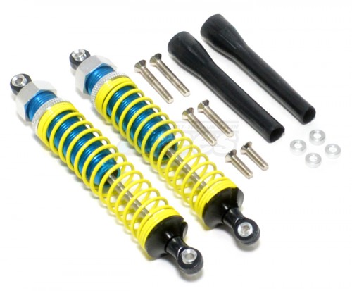 GPM Racing Miscellaneous All Plastic Ball Top Damper (105mm) With 1.2mm Coil Spring & Dust-proof Black Plastic Cover & Washers & Screws - 1pr Set Blue