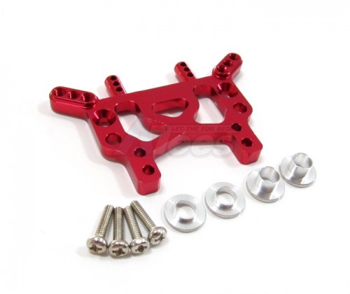 GPM Racing Team Associated RC18T Aluminum Rear Damper Tower With Aluminum Collars & Screws - 1 Piece Set Red