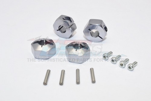 GPM Racing Axial Wraith Alluminum Hex Adapter (12mmx7mm) - 4pcs Set For Axial EXO SCX10 Wraith Gun Metal