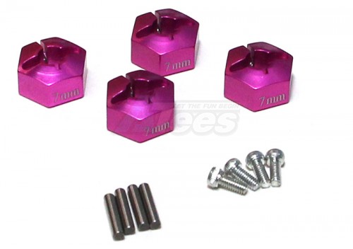 GPM Racing Axial Wraith Aluminum Hex Adapter (12MMx7MM) - 4 Pcs Set For Axial EXO/SCX10/Wraith Pink