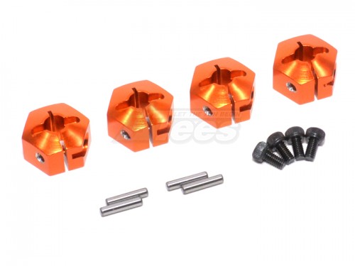 GPM Racing Axial Wraith Aluminum Hex Adapters -4pcs Diameter: 14mm Thickness 9mm Use 2mm Pins Orange