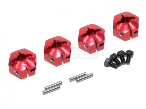 GPM Racing Axial Wraith Aluminum Hex Adapters -4pcs Diameter: 14mm Thickness 9mm Use 2mm Pins Red