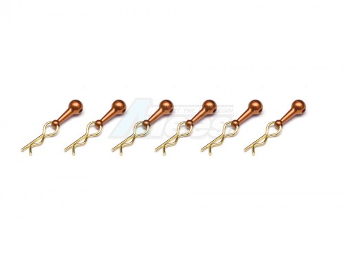 GPM Racing Miscellaneous All Body Clips + Aluminium Mount For 1/18 To 1/10 Models - 6Pcs Set Orange