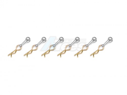 GPM Racing Miscellaneous All Body Clips + Aluminium Mount For 1/18 To 1/10 Models - 6Pcs Set Silver