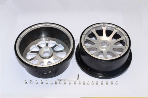 GPM Racing HPI Baja 5SC RTR/5SC SS Nylon Front Rims Frame With Aluminum 10 Poles Beadlock 1 Pair Set ( Suitable For Original Tires ) ( Baja 5b/5b Ss ) Silver