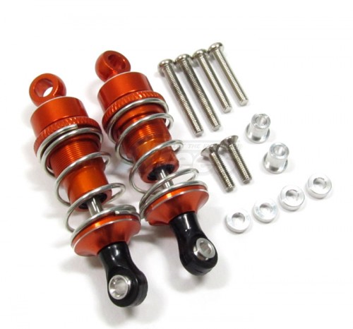 GPM Racing HPI Sprint 2 Aluminum Ball Top Damper (55mm) With 1.5mm Coil Spring & Aluminum Collars & Washers & Screws - 1pr Set Orange