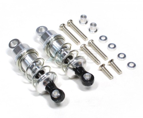 GPM Racing Miscellaneous All Aluminum Ball Top Damper (55mm) With 1.5mm Coil Spring & Aluminum Collars & Washers & Screws - 1pr Set Silver