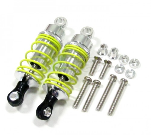 GPM Racing Miscellaneous All Aluminum Ball Top Damper (60mm) With 1.5mm Coil Spring & Aluminum Collars & Washers & Screws - 1pr Set Silver