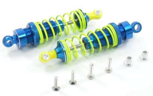GPM Racing Miscellaneous All Competition Aluminum Ball Top Threaded Shocks 80MM 1 Pair Blue (Yellow Springs, Yellow Ends)