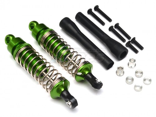 GPM Racing Miscellaneous All Aluminum Ball Top Damper (80mm) With 1.2mm Coil Spring & Aluminum Collars & Washers & Screws & Dust-proof Black Plastic Cover - 1pr Set Green